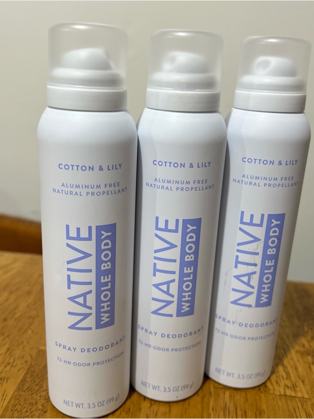 Native Whole Body Deodorant Spray Cotton& Lily 3.5oz Ea New LOT OF 3.